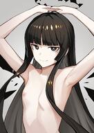 armpit artist:nippeki beauty_mark black_eyes black_hair body_wings character:virtuosa_(arknights) halo in-series_category:laterano in-series_category:sankta long_hair series:arknights // 2026x2865 // 2.8MB