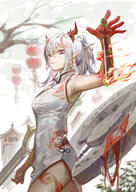 character:nian_(arknights) character:nian_(unfettered_freedom)_(arknights) dragon_horns horns in-series_category:feranmut in-series_category:sui_siblings in-series_category:yan meta:artist_request meta:source_request pointed_ears qipao series:arknights // 2480x3508 // 1.2MB