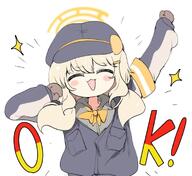 artist:roku_a_san blonde_hair character:aoba_(blue_archive) english_text halo in-series_category:freight_logistics_department in-series_category:highlander_railroad_academy series:blue_archive twin_tails // 950x873 // 95KB
