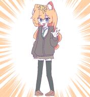 alternate_outfit animal_ears artist:ojibi blue_eyes cat_ears cat_girl character:mari_(blue_archive) flushed_face halo in-series_category:sisterhood in-series_category:trinity_general_school long_hair orange_hair series:blue_archive shadow_over_eyes sweater // 2822x3046 // 164KB