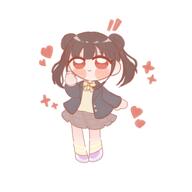 artist:ksn-yakisoba brown_hair character:sonoda_chiyoko chibi hair_bun red_eyes series:idolmaster series:idolmaster_shiny_colors sweater twin_tails // 2048x2048 // 96KB