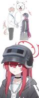 artist:ekoru character:rabu_(blue_archive) character:sensei_(blue_archive) comic delinquent halo helmet in-series_category:delinquents in-series_category:helmet_gang in-series_category:trinity_general_school long_hair red_eyes red_hair series:blue_archive // 413x1017 // 67KB
