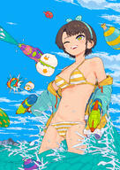 artist:goyu-moon black_hair character:oozora_subaru green_eyes hair_bow in-series_category:generation_2 in-series_category:hololive_japan series:hololive short_hair swimsuit // 2828x4000 // 1.6MB