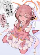 artist:momonosuke character:aru_(blue_archive) character:doodle_sensei_(blue_archive) character:mutsuki_(blue_archive) character:sensei_(blue_archive) demon_horns flushed_face full-face_blush halo horns in-series_category:gehenna_academy in-series_category:problem_solver_68 japanese_text magical_girl pointed_ears series:blue_archive sweaty // 1499x2048 // 604KB