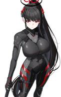 artist:reia black_hair bodysuit character:rio_(battle)_(blue_archive) character:rio_(blue_archive) halo in-series_category:millenium_science_school in-series_category:seminar long_hair mechanical_halo ponytail red_eyes series:blue_archive // 1300x2048 // 236KB