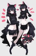animal_ears artist:uhay black_hair cat_ears cat_girl character:kazusa_(blue_archive) character:kazusa_(halloween)_(blue_archive) halo in-series_category:after_school_sweets_club in-series_category:trinity_general_school midriff pink_eyes pink_hair series:blue_archive short_hair tail two-tone_hair werewolf_costume wolf_ears wolf_girl wolf_tail // 2667x4096 // 615KB