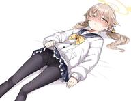 artist:kandori brown_eyes brown_hair character:hifumi_(blue_archive) flushed_face halo in-series_category:make-up_work_club in-series_category:trinity_general_school lingerie series:blue_archive skirt_lift twin_tails // 1200x927 // 101KB