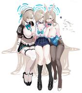 artist:anyak05 beauty_mark blonde_hair blue_eyes bunny_suit character:asuna_(blue_archive) character:asuna_(bunny)_(blue_archive) character:asuna_(uniform)_(blue_archive) hair_bun hair_covering_eye halo in-series_category:cleaning_&_clearing in-series_category:millenium_science_school korean_text leotard long_hair maid rabbit_ears series:blue_archive // 1500x1700 // 273KB