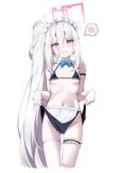 alternate_outfit artist:komasi character:key_(blue_archive) flushed_face hair_down_the_middle halo in-series_category:game_development_department in-series_category:millenium_science_school lingerie long_hair maid pink_eyes series:blue_archive side_ponytail white_hair // 2892x4096 // 484KB