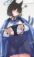 animal_ears artist:machismo black_eyes black_hair cat_ears cat_girl cat_tail character:kikyou_(blue_archive) flushed_face halo happi_coat in-series_category:allied_hyakkiyako_academy in-series_category:hyakkaryouran_conflict_resolution_council presenting_panties series:blue_archive short_hair steaming_body tail // 1800x3000 // 551KB