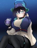 artist:souten03plip blue_hair character:chihiro_(blue_archive) character:chihiro_(camp)_(blue_archive) glasses green_eyes halo in-series_category:millenium_science_school in-series_category:veritas mechanical_halo ponytail series:blue_archive short_hair // 1748x2237 // 220KB