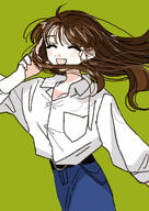 artist:yasu_urayaka brown_hair high-waisted_pants long_hair pants series:original // 1413x2000 // 455KB